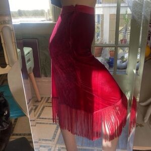Vintage Betsey Johnson Red Fringe Skirt